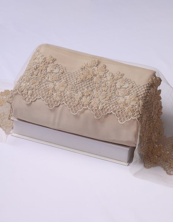 Beaded Border Lace Mix and Match - (Nude) + Satin (Nude)
